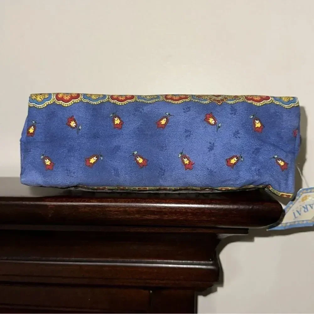 MARAT D’AVIGNON Floral Red White Blue French Artisan Cosmetic Toiletry Bag
